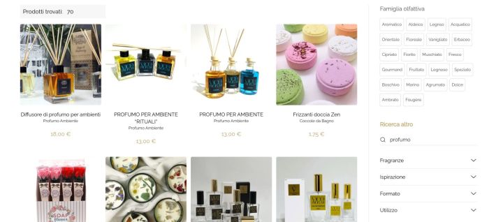E-commerce con filtri dinamici