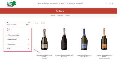 Filtri prodotti ordinati e responsive